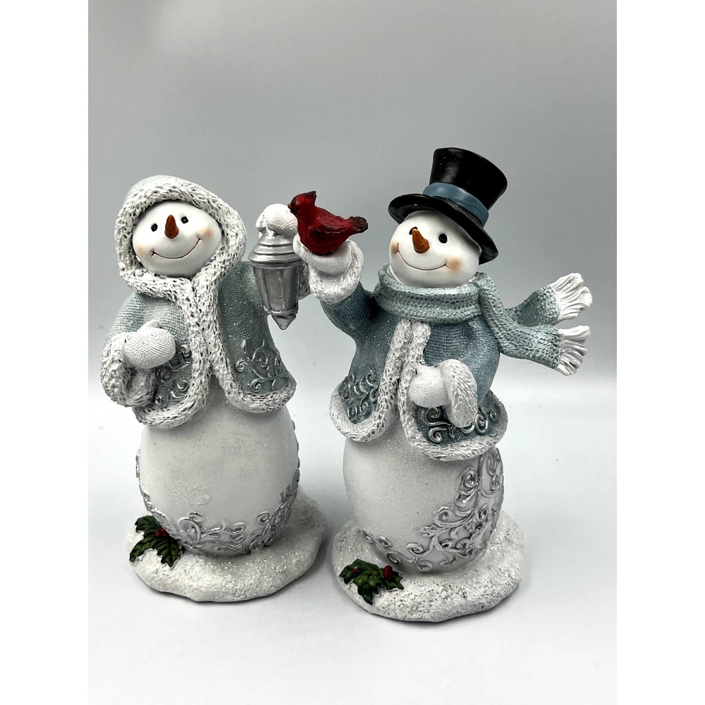 Hallmark Set of 2 Winter Wonderland Snowman With Cardinal Figurine And L amp be - Picture 1 of 9